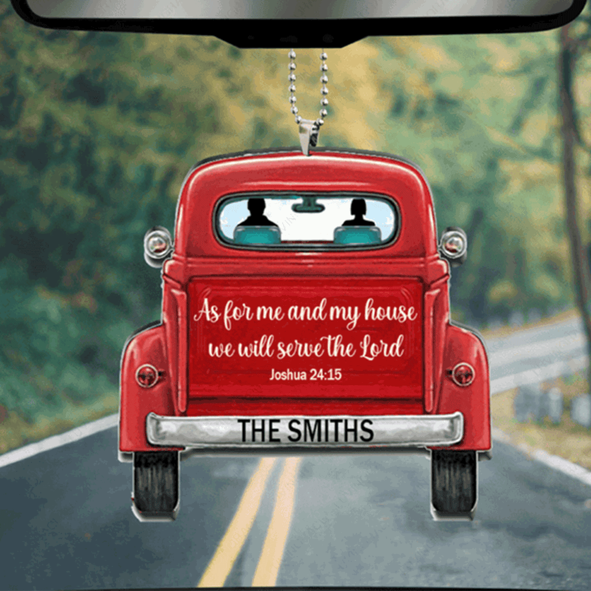 Customized Family Name Serve The Lord Truck Acrylic Car Ornament, Perfect Christmas Gift For Family, Friends