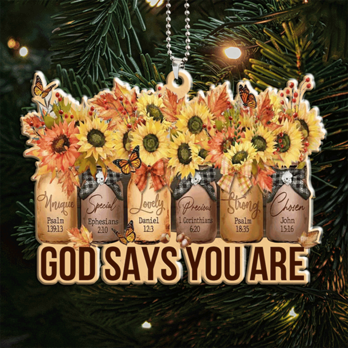 Jesus Acrylic Ornament, Sunflower God Says You Are Acrylic Ornament For Christian, God Faith Believers, Holiday Decor