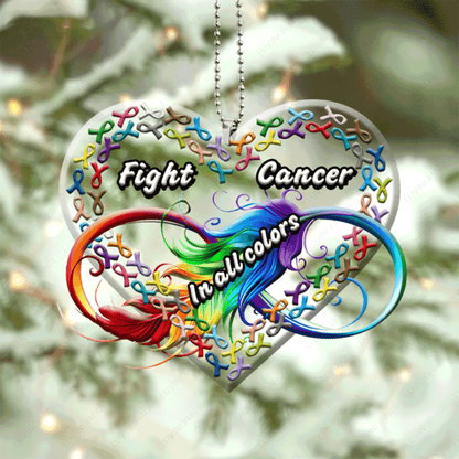 Jesus Acrylic Ornament, Fight Cancer In All Colors Acrylic Ornament For Christian, Holiday Decor