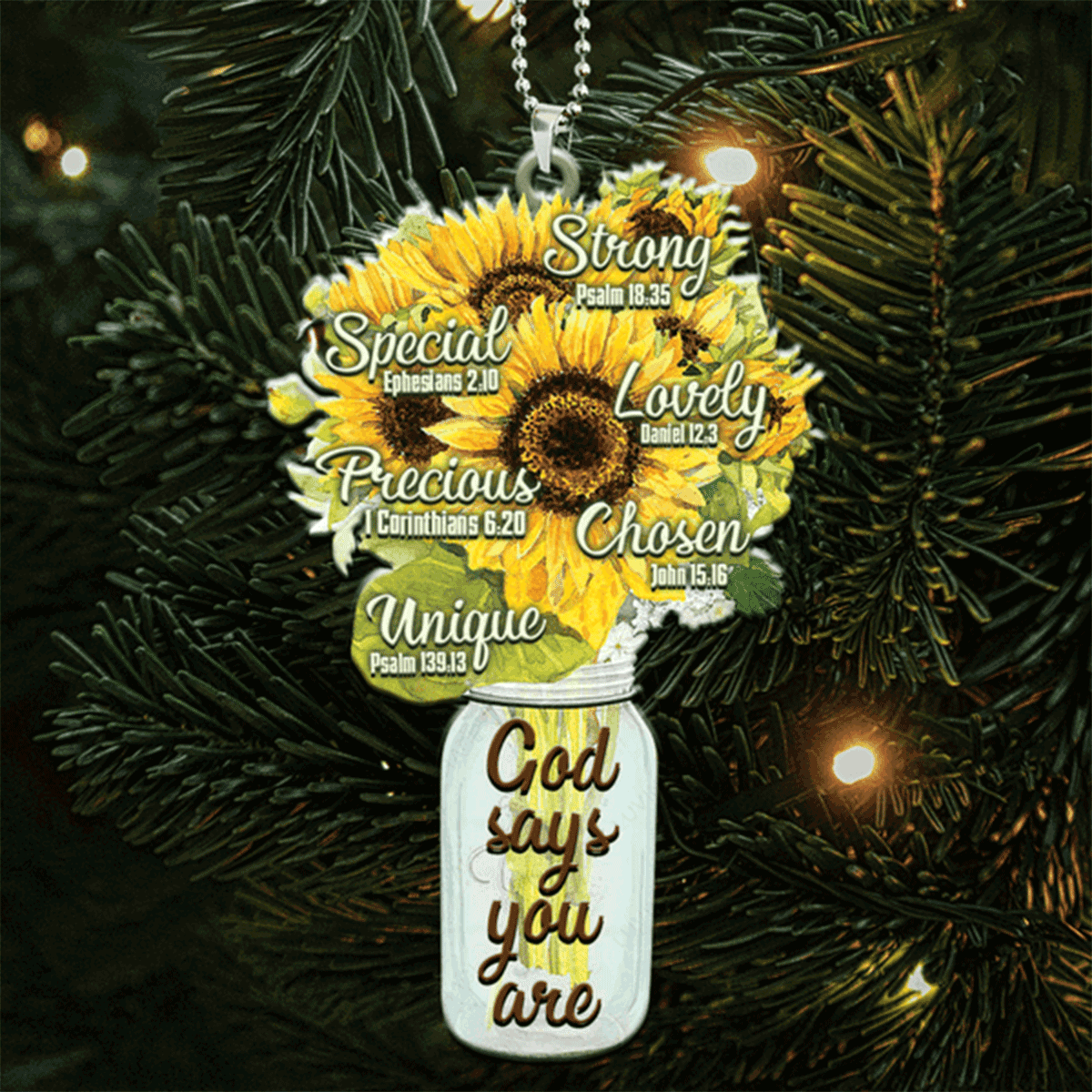 Sunflower God Says You Are Acrylic Ornament For Christian, Perfect Holiday Decor Ornament