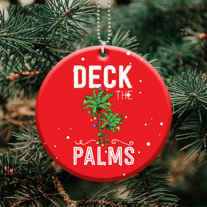 Jesus Acrylic Ornament, Deck The Palms Red Circle Ceramic Ornament For Christian, God Faith Believers, Holiday Decor