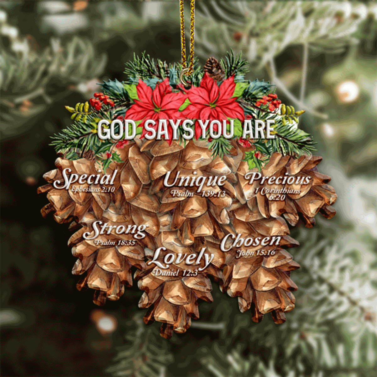 Christmas Loral Pinecones God Says You Are Acrylic Ornament For Christmas Holiday Decor