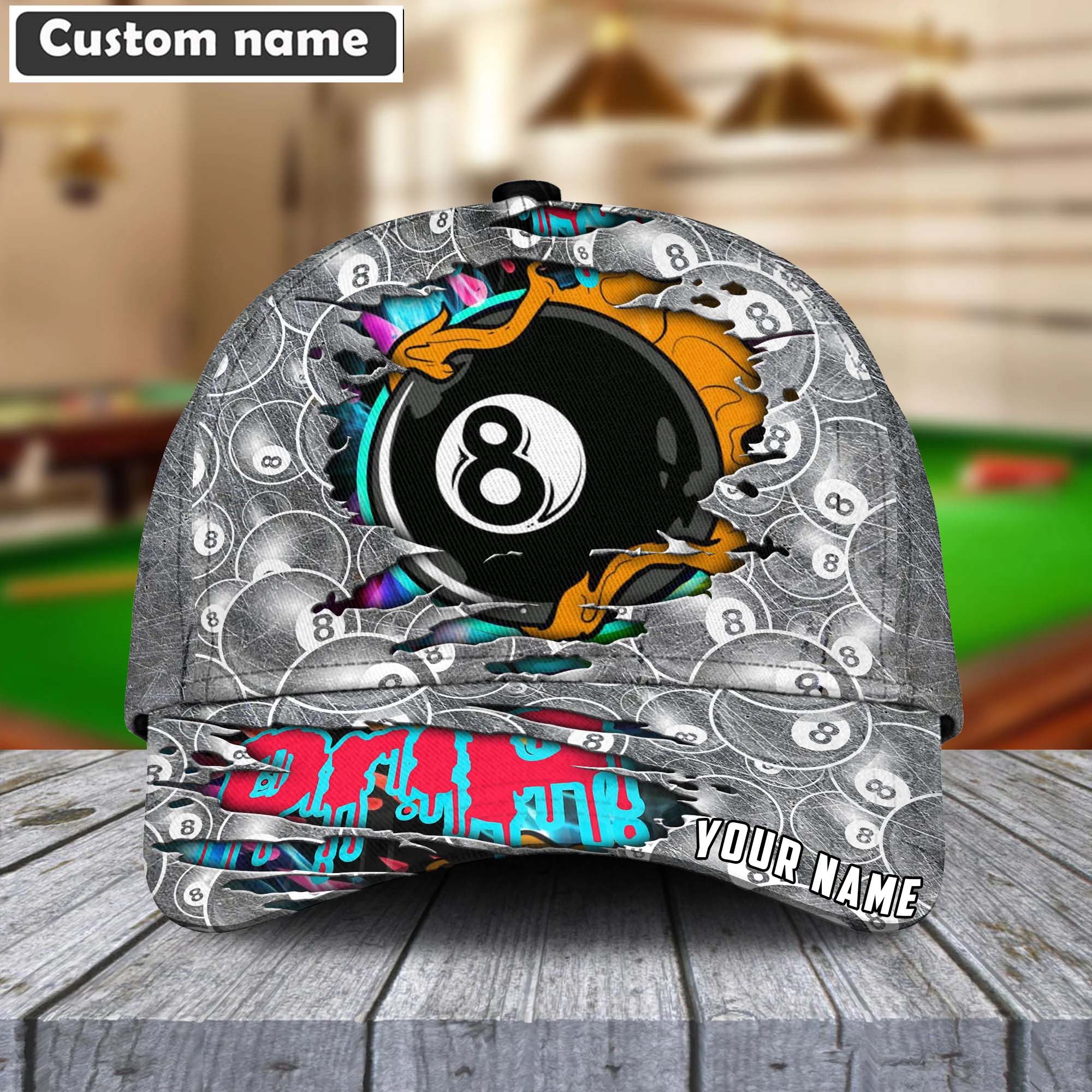 Billiards Drip and Drop Ball Personalized Name Classic Cap Hat Gifts For Billiards Lovers