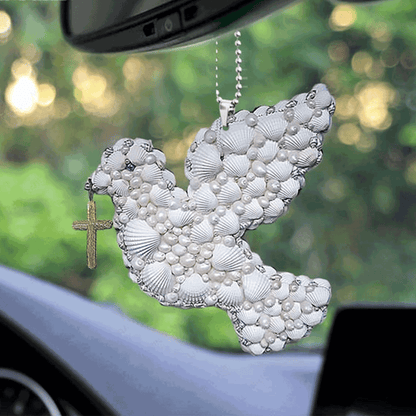 Dove Seashell Hanging Acrylic Car Ornament, Perfect Christmas Gift For Family, Friends