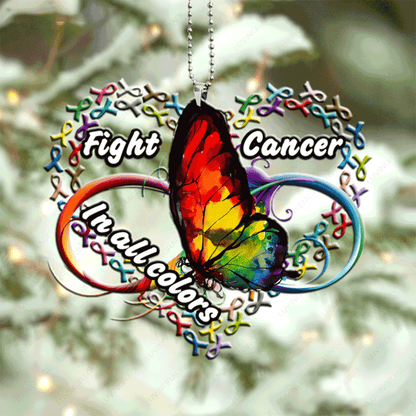 Jesus Acrylic Ornament, Butterfly Fight Cancer In All Colors Acrylic Ornament For Christian, God Faith Believers, Holiday Decor