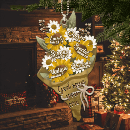 Flowers Bouquet God Says You Are Acrylic Car Ornament For Christian, God Faith Believers, Holiday Decor