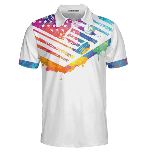 Golf Men Polo Shirt, Water Color Par Then Bar Golf Polo Shirt For Men, Perfect Gift For Golf Lovers