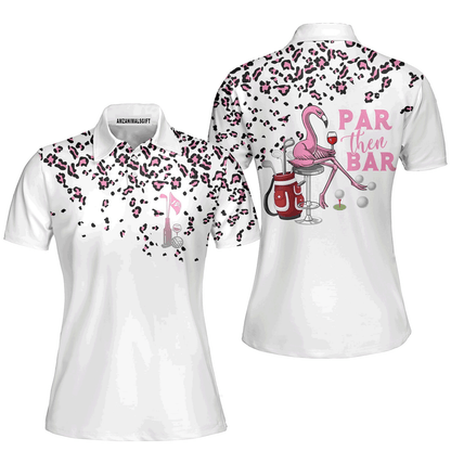Women Golf Polo Shirt, Par Then Bar Leopard Flamingo Women Golf Polo Shirt For Women - Perfect Gift For Golf Lover