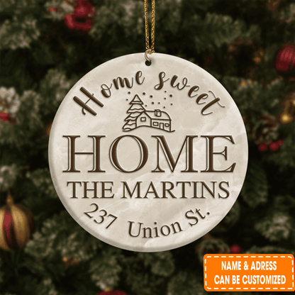 Personalized Vintage Home Sweet Home Circle Ceramic Ornament For Family Christmas Holiday Decor
