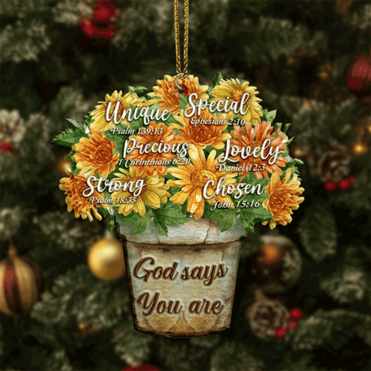 Sunflower Floral God Says You Are Acrylic Ornament For Christian, God Faith Believers, Holiday Decor