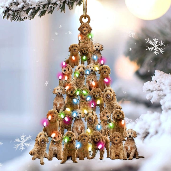 Goldendoodle Dog Christmas Tree Acrylic Ornament, Christmas Gift Ornament for Dog Lover, Holiday Gifts