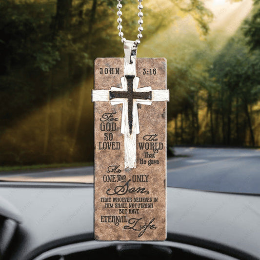 Cross Symbol For God So Loved Acrylic Car Ornament, Perfect Christmas Gift For Family, Friends