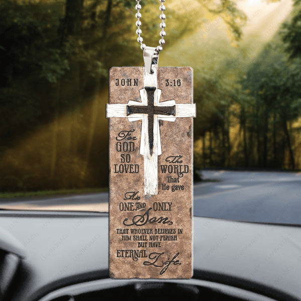 Cross Symbol For God So Loved Acrylic Car Ornament, Perfect Christmas Gift For Family, Friends