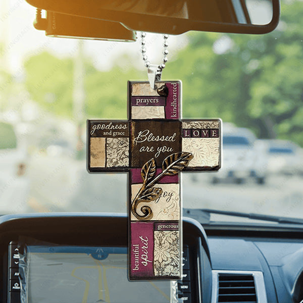 Cross Blessed Are You Acrylic Car Ornament, Perfect Christmas Gift For Family, Friends