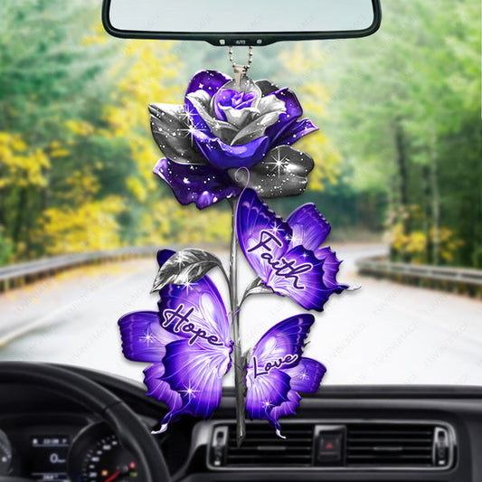 Purple Rose Faith Hope Love Acrylic Ornament, Perfect Christmas Gift For Family, Friends