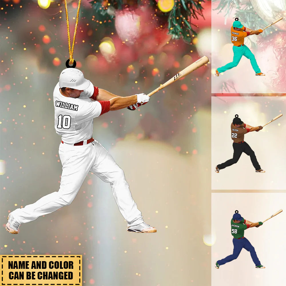 Personalized Baseball Player Christmas Acrylic Ornament Gift For Baseball Lovers - Gift For Baseball Fans, Christmas Decor