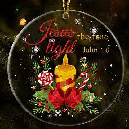 Snow Christmas Candle Jesus The True Light Acrylic Ornament, Christmas Gift For Family, Friends