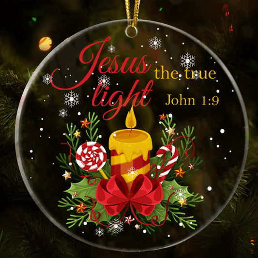 Snow Christmas Candle Jesus The True Light Acrylic Ornament, Christmas Gift For Family, Friends