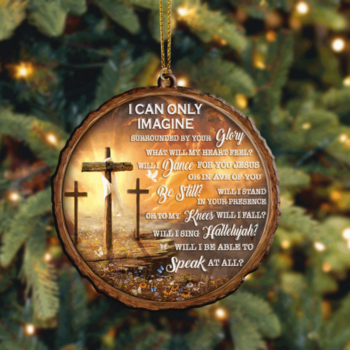 Jesus Cross I Can Only Imagine Acrylic Ornament For Christian, God Faith Believers, Holiday Decor