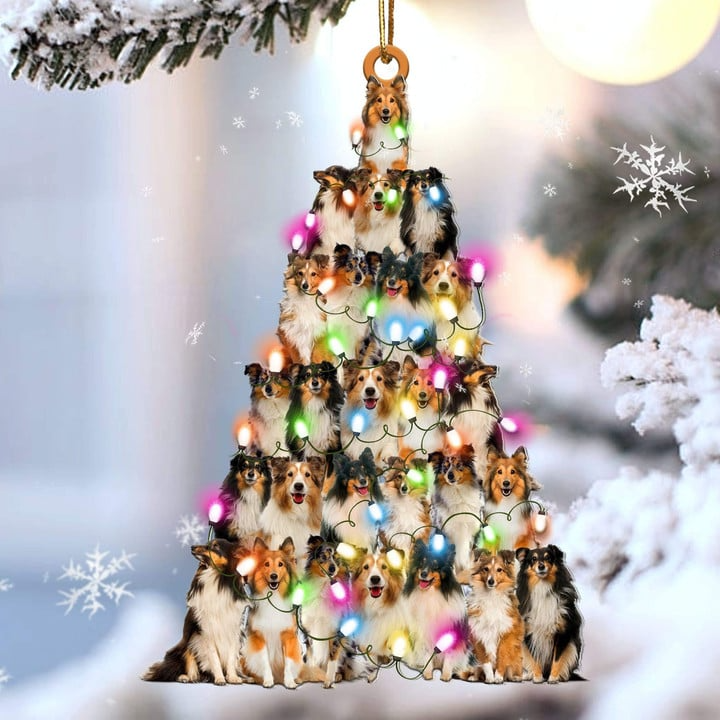 Sheltie Dog Christmas Tree Acrylic Ornament, Christmas Ornament for Dog Lover, Holiday Gifts