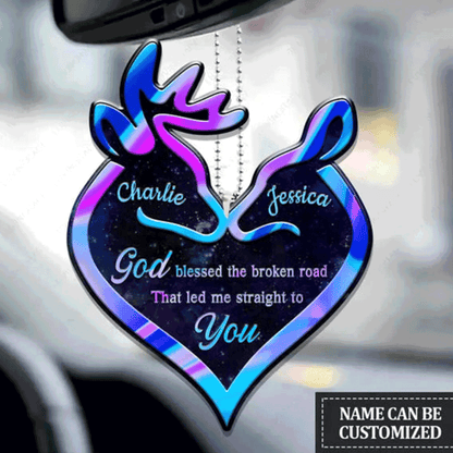 Custom Jesus Acrylic Ornament, Personalized Collection Of Deer Couple Acrylic Ornament For Couple, Christian, Holiday Decor