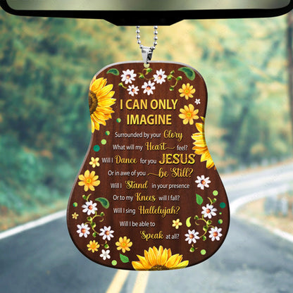 Colorful Flowers Guitar I Can Only Imagine Acrylic Car Ornament, Perfect Christmas Gift For Family, Friends