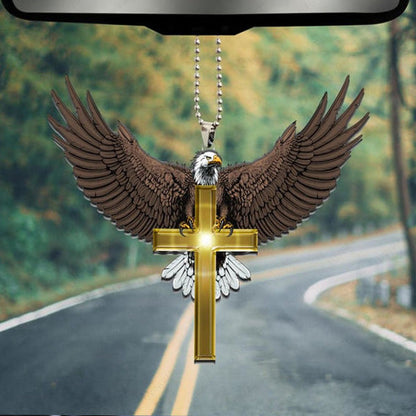 Eagle Golden Cross Acrylic Car Ornament, Perfect Christmas Gift For Family, Friends