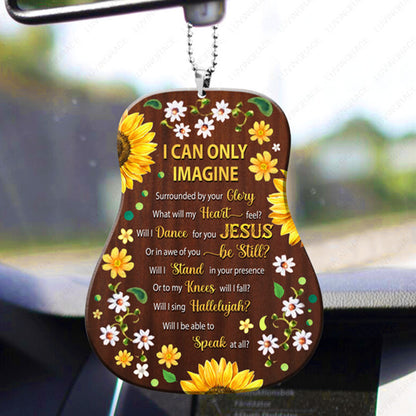 Colorful Flowers Guitar I Can Only Imagine Acrylic Car Ornament, Perfect Christmas Gift For Family, Friends