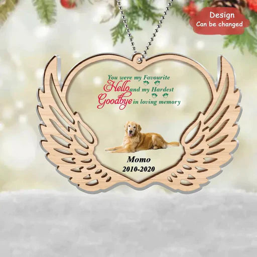 Personalized Dog Angel Wings Memorial Acrylic Ornament You Were My Favourite, Memorial Gift For Dog Mom Dad