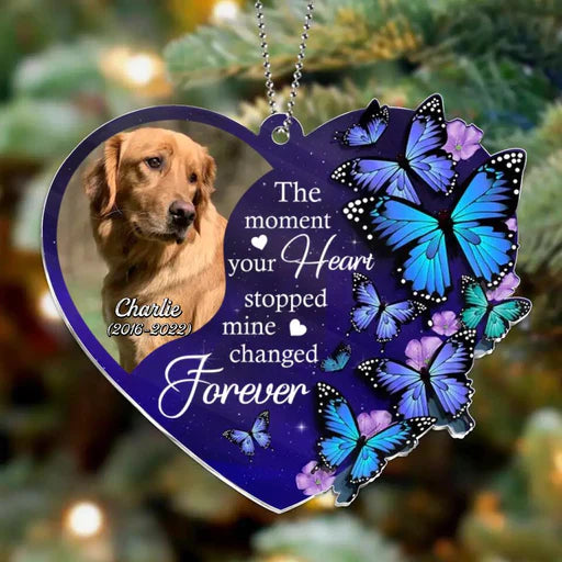 Personalized Dog Heart Memorial Acrylic Ornament The Moment Your Heart Stopped, Memorial Gift For Dog Mom Dad Family