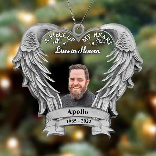 Personalized Dad Mom Memorial Acrylic Ornament A Piece Of My Heart Lives In Heaven, Memorial Gift For Family, Friends