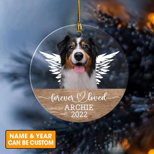 Pet Memorial - Personalized Circle Acrylic Ornament - Forever Loved - Christmas Memorial Gift For Pet Lovers, Dog Mom, Cat Mom, Cat Dad, Dog Dad copy