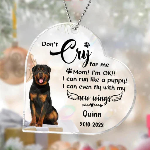 Personalized Dog Memorial Acrylic Ornament Don't Cry For Me I'm OK, Custom Memorial Gift For Dog Mom Dad Family, Friends