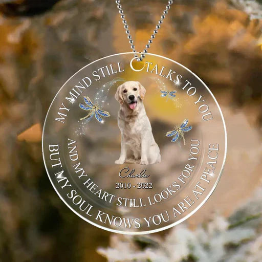 Personalized Dog Memorial Circle Acrylic Ornament My Soul Knows You Are At Peace, Memorial Gift For Dog Mom Dad Family