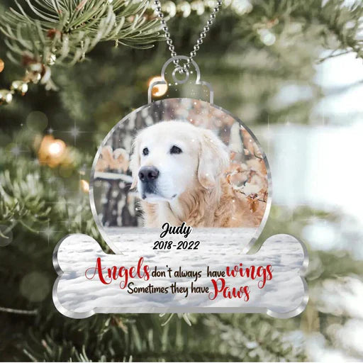 Personalized Memorial Dog Pet Acrylic Ornament Angels Have Paws, Custom Memorial Gift For Dog Mom Dad, Dog Lovers