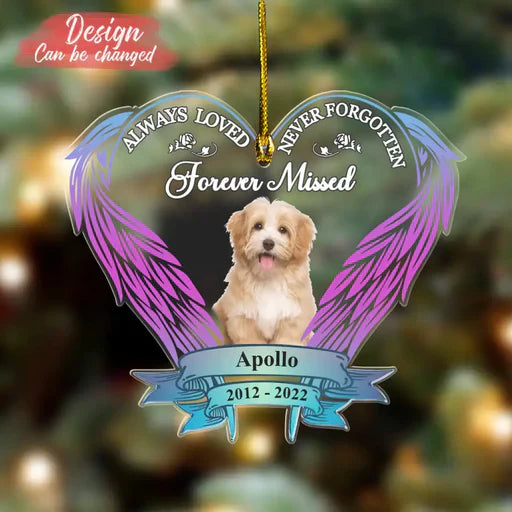 Personalized Dog Angel Wings Memorial Acrylic Ornament A Piece Of My Heart Lives In Heaven, Memorial Gift For Dog Mom Dad