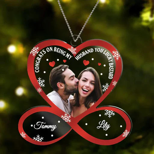 Customized Couple Photo Acrylic Ornament, Meaningful Christmas Gift For Couple, Lovers, Spouse