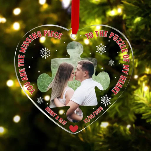 Personalized Couple Acrylic Ornament You Are The Missing Piece, Meaningful Christmas Gift For Couple, Lovers, Spouse