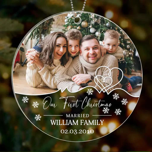 Personalized Family First Christmas Married Acrylic Ornament, Christmas Gift For Family, Couple, Lovers