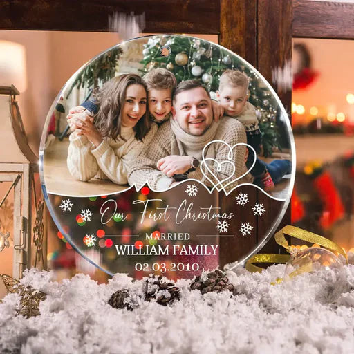 Personalized Family First Christmas Married Acrylic Ornament, Christmas Gift For Family, Couple, Lovers