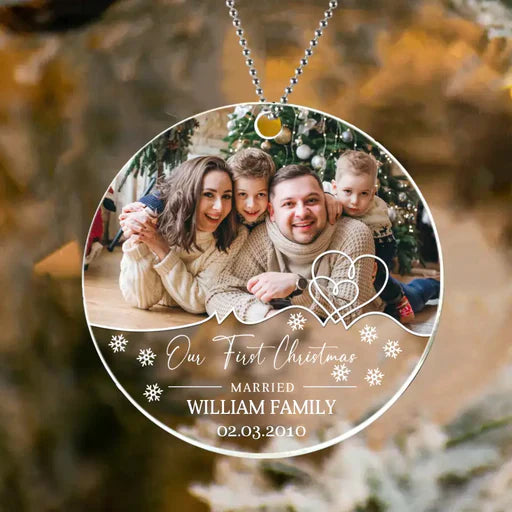 Personalized Family First Christmas Married Acrylic Ornament, Christmas Gift For Family, Couple, Lovers