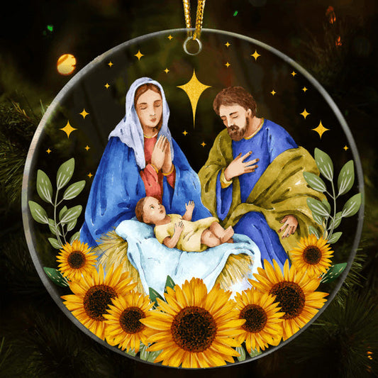 Sunflower Native Scene Christmas Holy Night Acrylic Ornament, Perfect Christmas Gift For Family, Friends