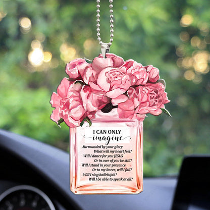 Pink Peony Perfume I Can Only Imagine Acrylic Car Ornament, Perfect Christmas Gift For Family, Friends