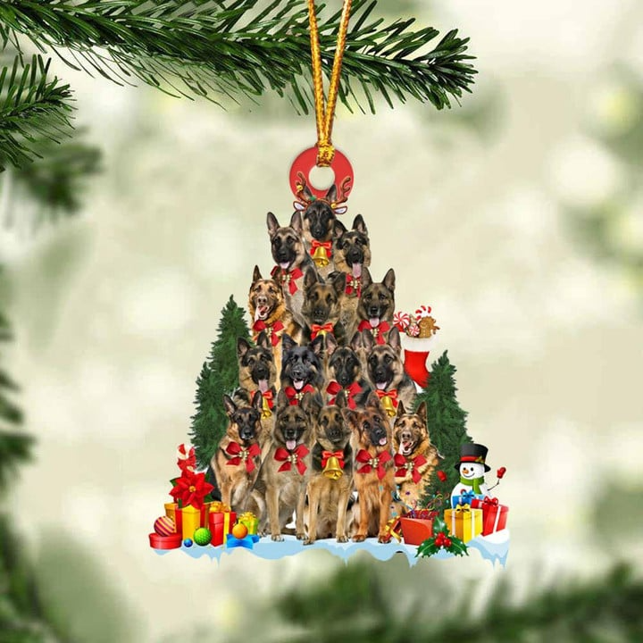 Awesome German Shepherd Dog Christmas Tree Acrylic Ornament, Christmas Gift Ornament for Dog Lover, Holiday Gift