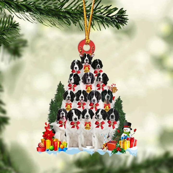 Awesome Landseer Dog Christmas Tree Acrylic Ornament, Christmas Gift Ornament for Dog Lover, Holiday Gift