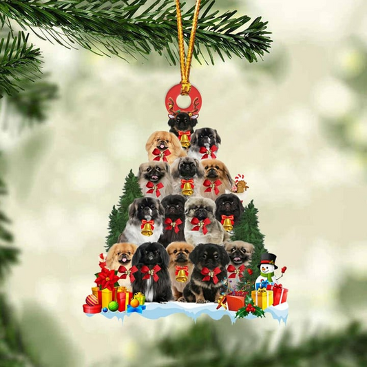 Awesome Pekingese Dog Christmas Tree Acrylic Ornament, Christmas Gift Acrylic Ornament for Dog Lover, Holiday Decor
