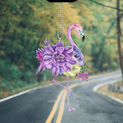 Flamingo Flower God Says You Are Acrylic Car Ornament, Perfect Christmas Gift For Family, Friends