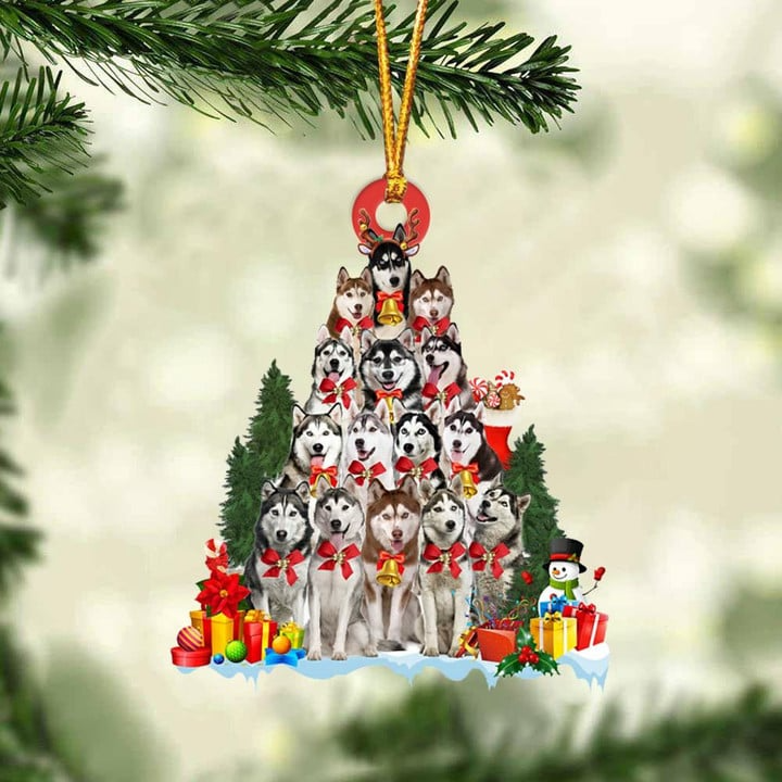 Awesome Husky Dog Whippet Tree Acrylic Ornament, Christmas Gift  Ornament for Dog Lover, Holiday Decor