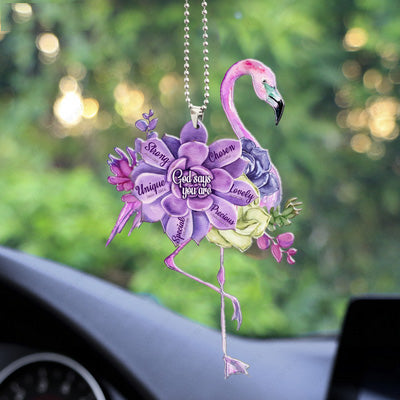 Flamingo Flower God Says You Are Acrylic Car Ornament, Perfect Christmas Gift For Family, Friends