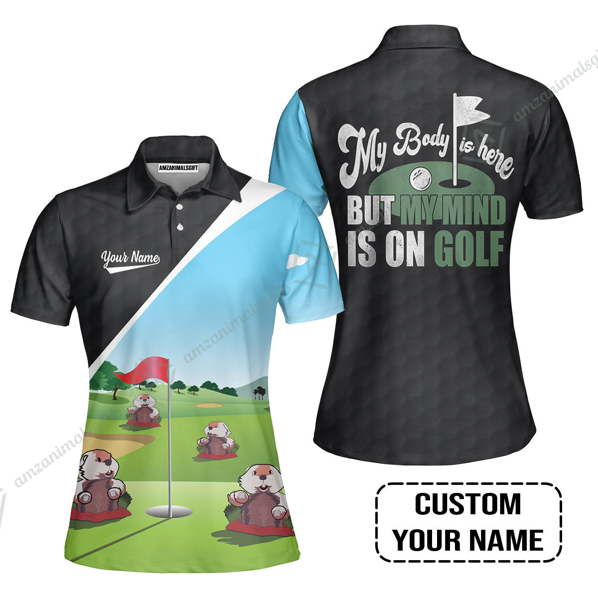 Golf Women Sleeveless Polo Shirt- Gopher My Mind Is On Golf Custom Women Sleeveless Polo Shirt